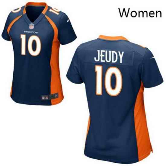 Women Nike Broncos 10 Jerry Jeudy Blue Game Stitched NFL Jersey